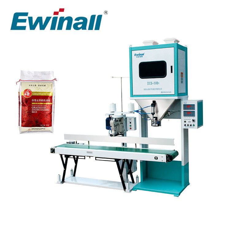 राइस मिल ग्रेन पैकिंग मशीन लंबे समय तक अच्छा उपयोग DCS-50B1 Ewinall 5-25kg